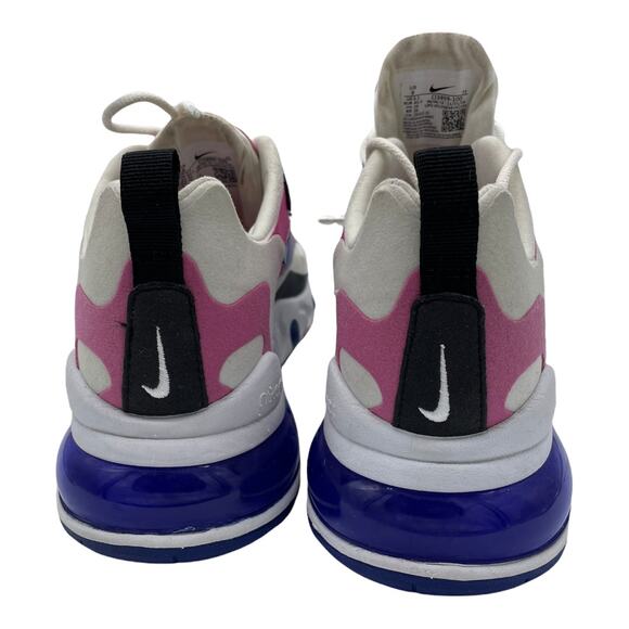 Nike Women's Air Max 270 React - White Fuchsia Blue - 9 - Picture 4 of 12